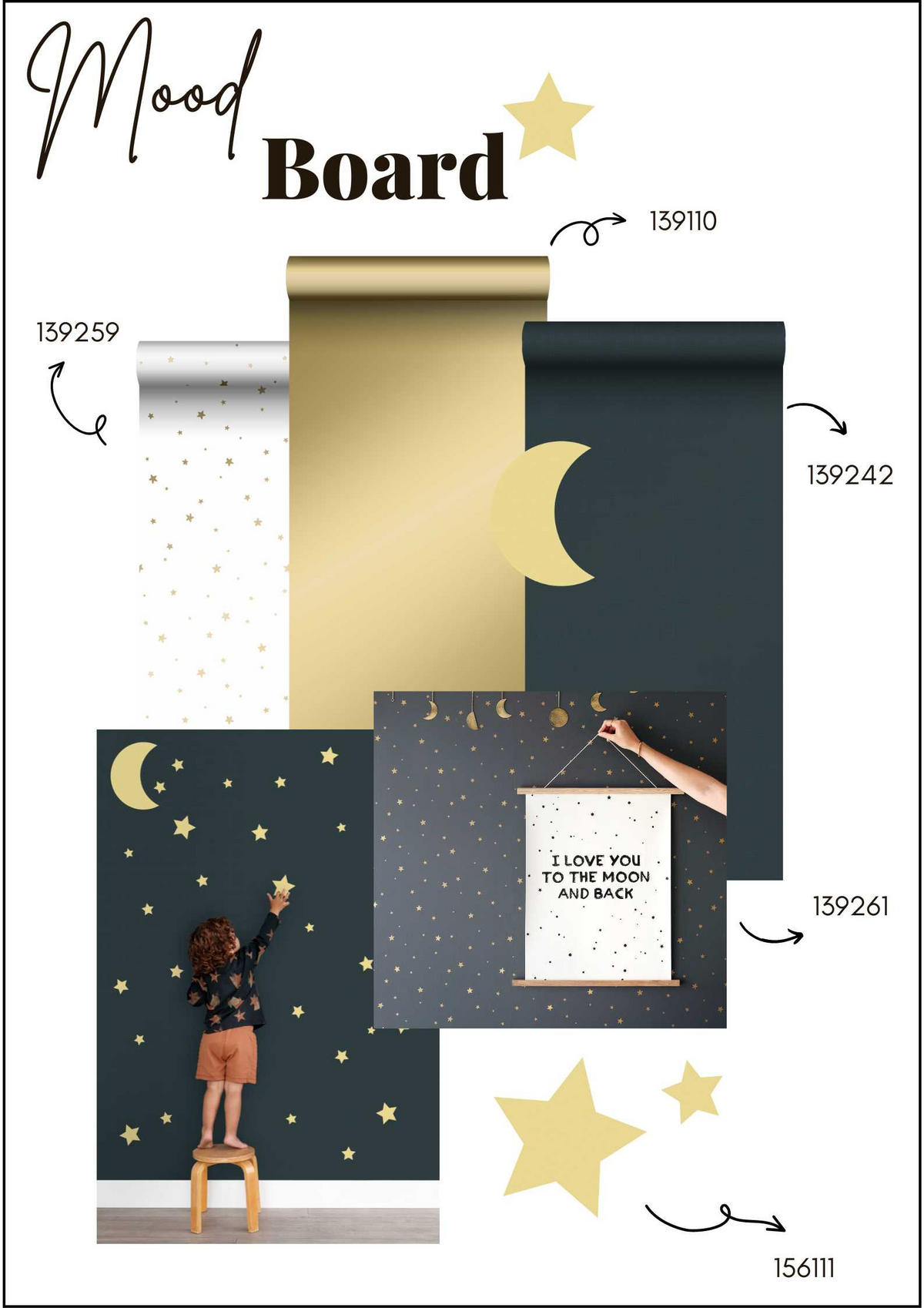WANDTATTOO Sternenhimmel 33 x 47.5 cm - Gelb, Papier (33/47.5/47.5cm) - ESTAhome