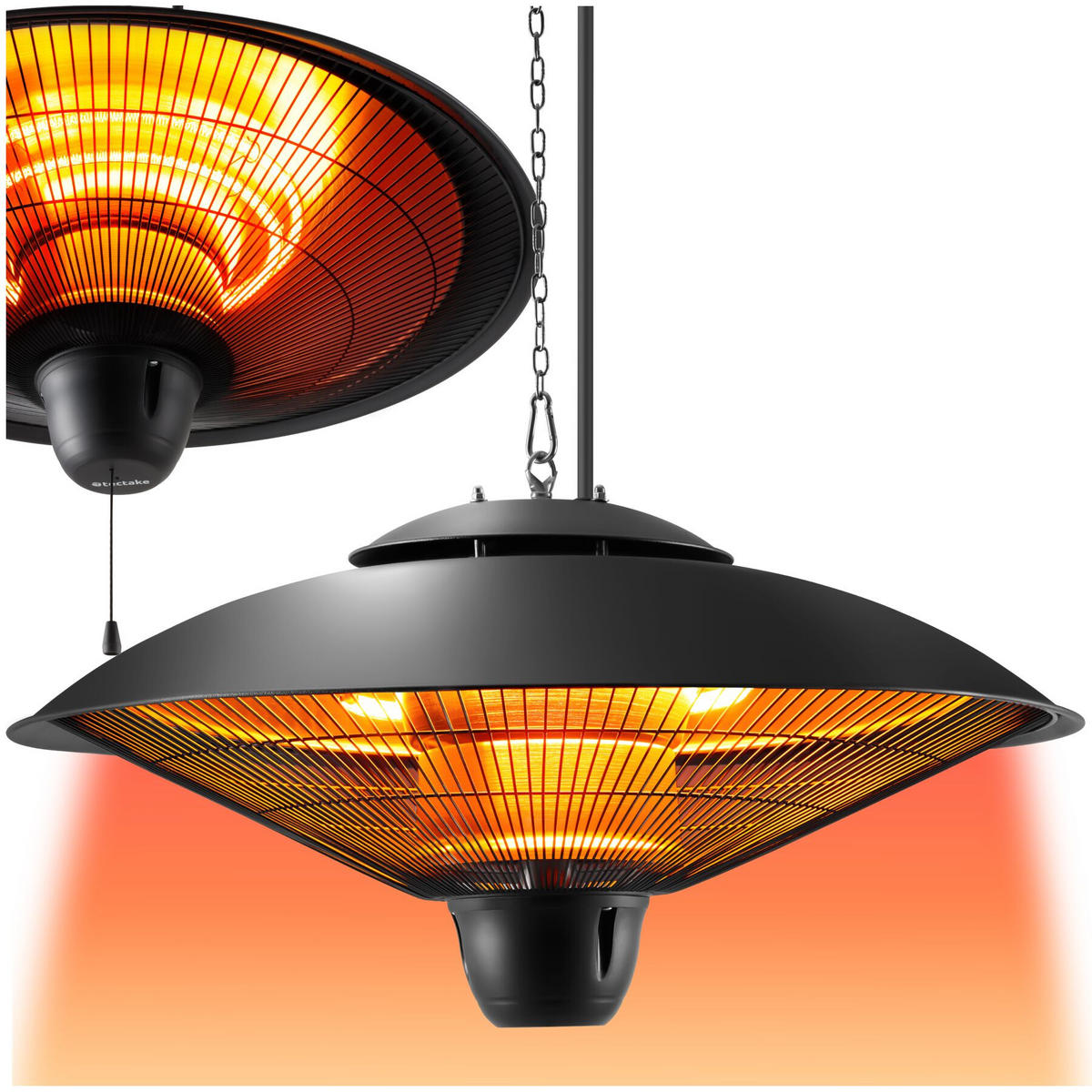 INFRAROTHEIZSTRAHLER Solaris Orbit, einfache Montage, 58 x 58 x 32 cm, schwarz - Schwarz, Metall (58/32/58cm) - tectake