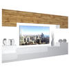 WOHNZIMMERWAND Schrankwand mit LED Eiche Wotan Top / Weiß - Eiche Wotan/Weiß, Holz (300/180/36cm) - B BELINI GROUP