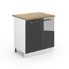 SPÜLENUNTERSCHRANK Fame-Line Anthrazit Hochglanz 80 cm, AP Eiche - Anthrazit/Weiß, Holzwerkstoff (80/82/60cm) - Vicco