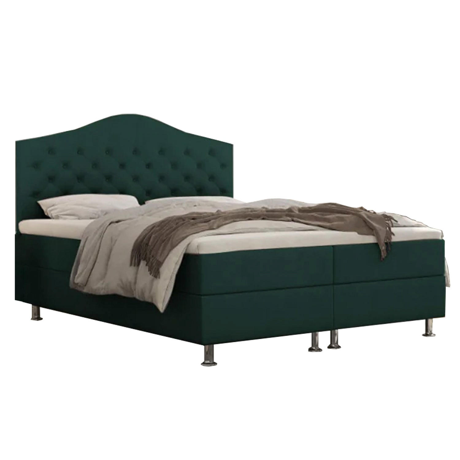 BOXBETT Glamour Bonellfederkern inkl. 7-Zonen Topper T-30 - BOXBETT mit Bettkasten - Dunkelgrün, Holz/Holzwerkstoff (160/200cm) - Best For Home