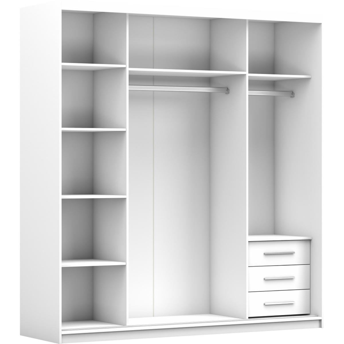 SCHWEBETÜRENSCHRANK 203/218/61cm 2-türig Pola 35 Weiß,Weiß Semigloss - Alufarben/Weiß, Glas/Holzwerkstoff (203/218/61cm) - imoebel24