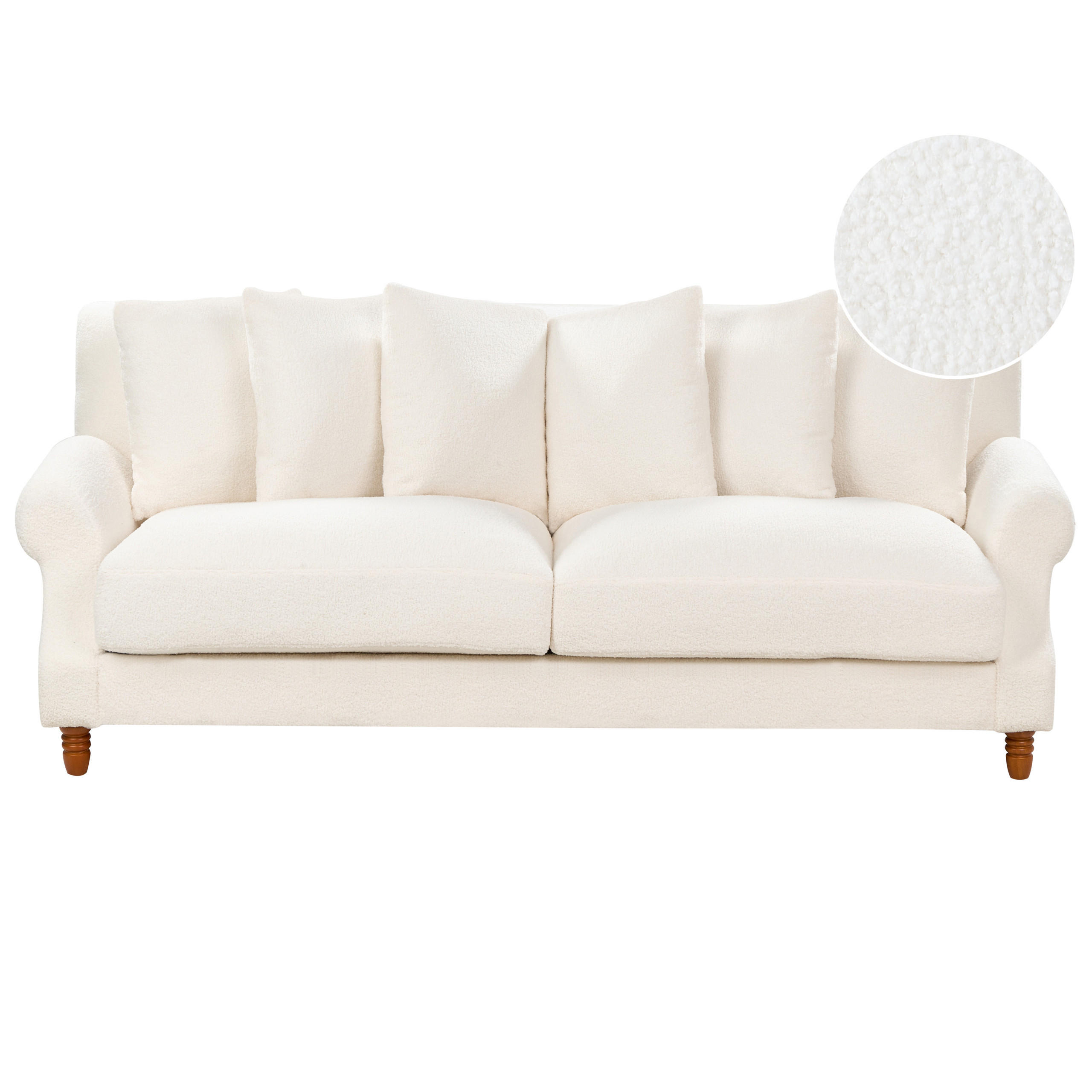 3-SITZER-SOFA Bouclé cremeweiß Eike - Dunkelbraun/Weiß, Textil (229/82/102cm) - Beliani