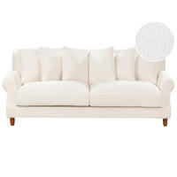 3-SITZER-SOFA Bouclé cremeweiß Eike - Dunkelbraun/Weiß, Textil (229/82/102cm) - Beliani