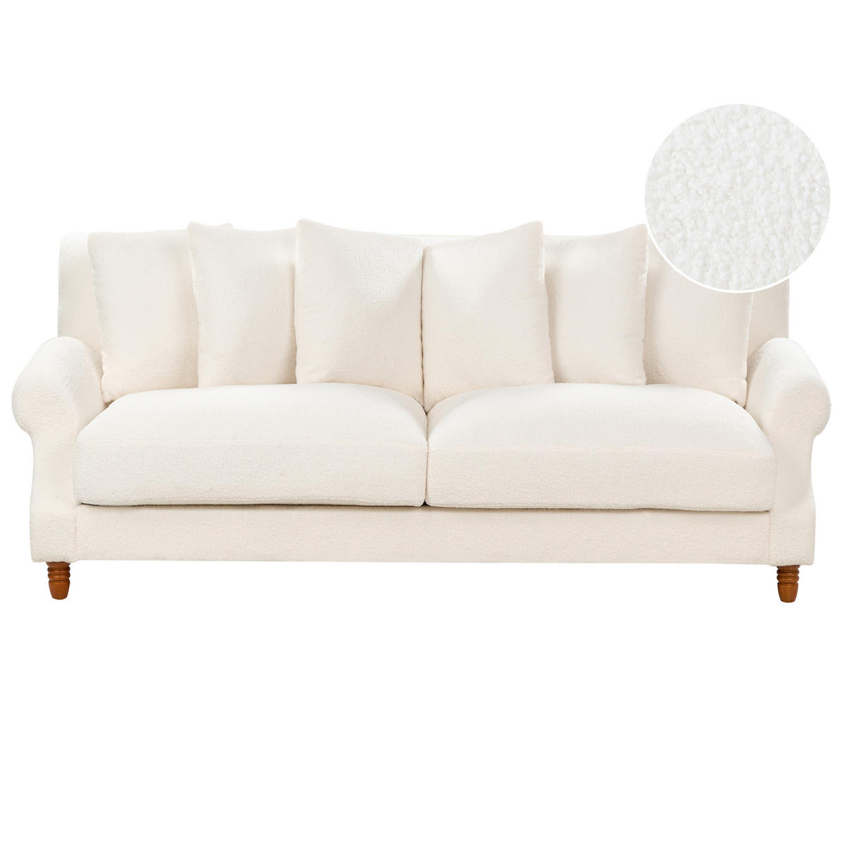3-SITZER-SOFA Bouclé cremeweiß Eike - Dunkelbraun/Weiß, Textil (229/82/102cm) - Beliani