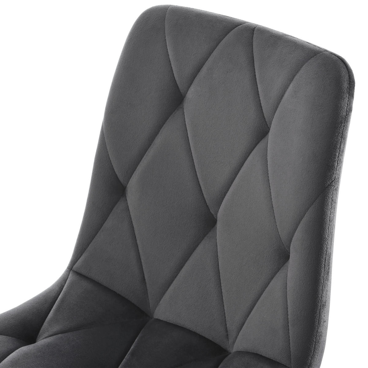 ESSZIMMERSTUHL 4-Tlg Dunkelgrau, Twill Samt, Metallbeine - Grau, Textil (45/86/40cm) - FLIEKS