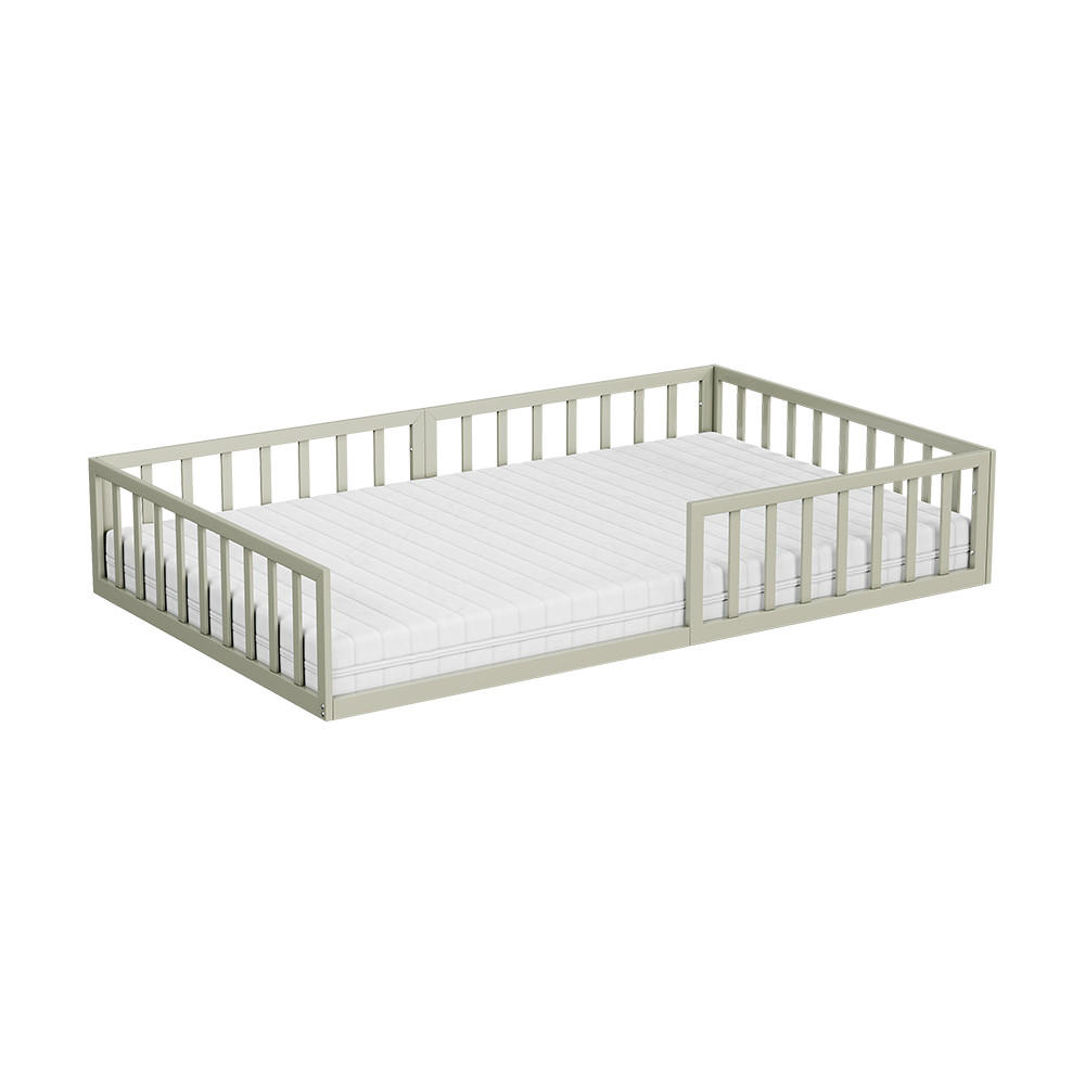 BODENBETT AUS METALL Minno Greige 120x200 mit Matratze - Greige, Metall - VitaliSpa