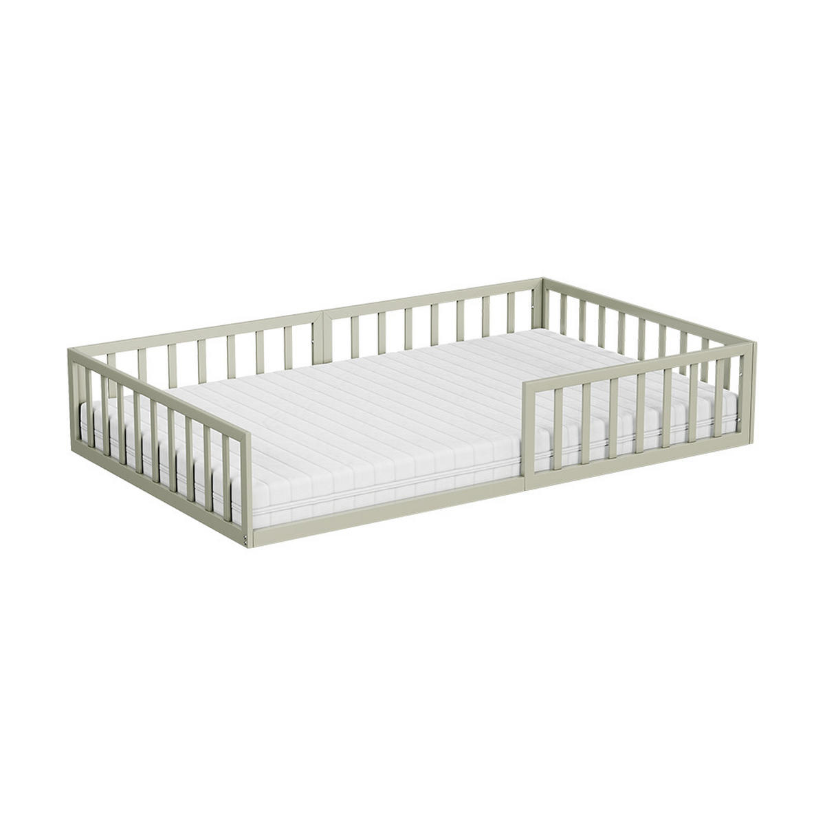 BODENBETT AUS METALL Minno Greige 120x200 mit Matratze - Greige, Metall - VitaliSpa