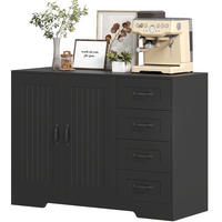 SIDEBOARD aus Holzwerkstoff 105x40x76 cm Schwarz mit 4 Schubladen, Schrank und verstellbarem Regal - Schwarz, Holz (105/76/40cm) - Modfu