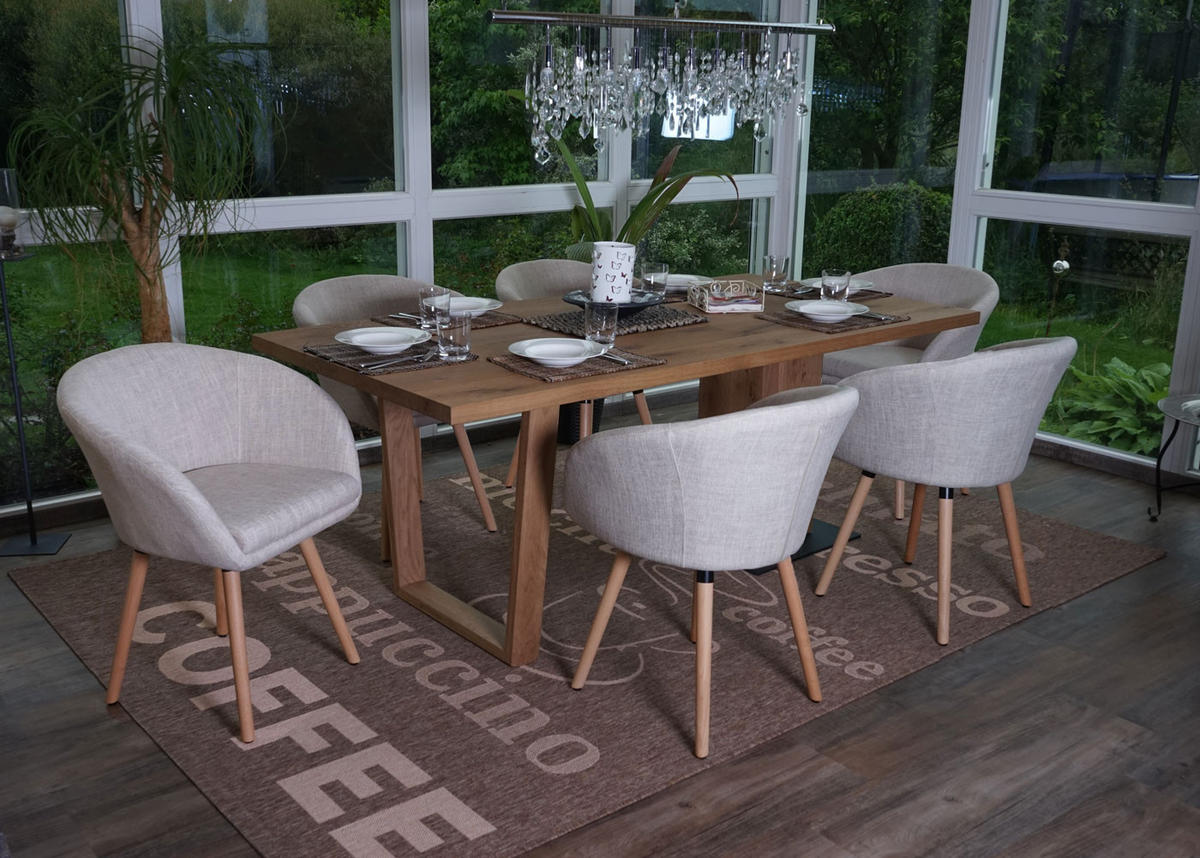 ESSZIMMERSTUHL Beige, Grau 6er-Set - Beige/Grau, Textil (61/80/56cm) - MCW