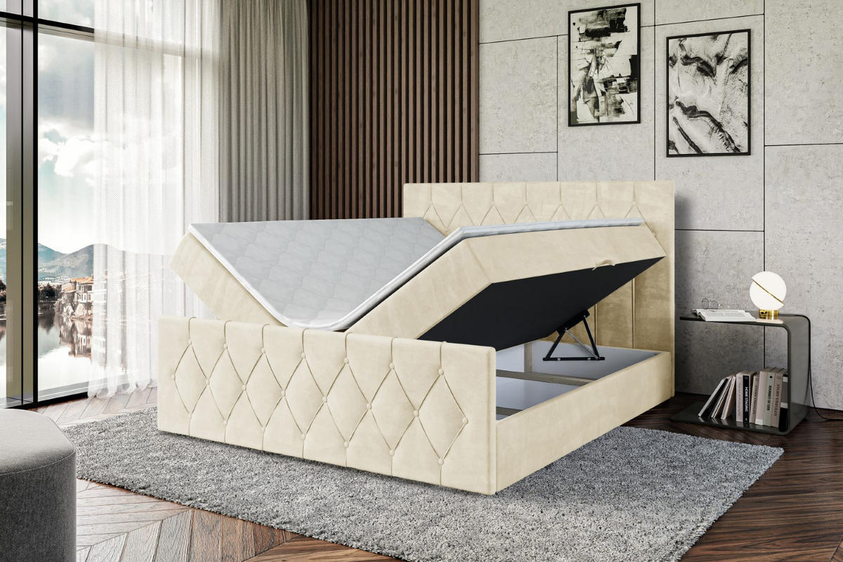 BOXBETT VELANTO-Z - 160 x 200 - H3 - Beige - Beige, Holzwerkstoff (160/200cm) - ALTDECOR