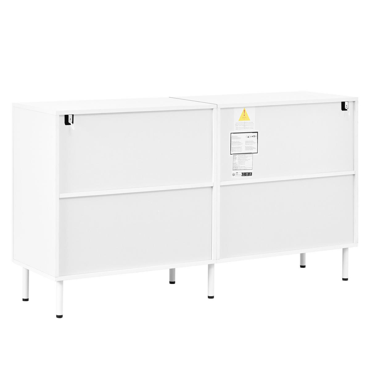 SIDEBOARD DE-37564 140/40/77,5 cm mit 3D-geschwungenen Türen Weiß - Weiß, Holzwerkstoff (140/77.5/40cm) - ComfortXL