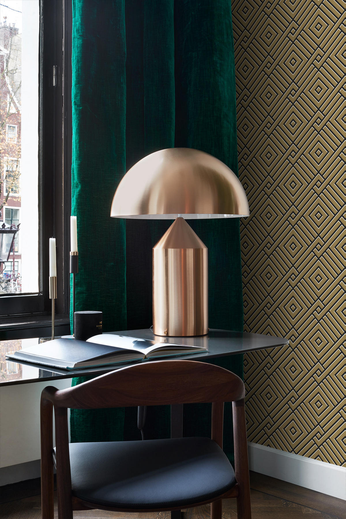 TAPETE 3D grafisches Motiv 50 x 900 cm - Goldfarben, Papier (50/900cm) - Origin Wallcoverings