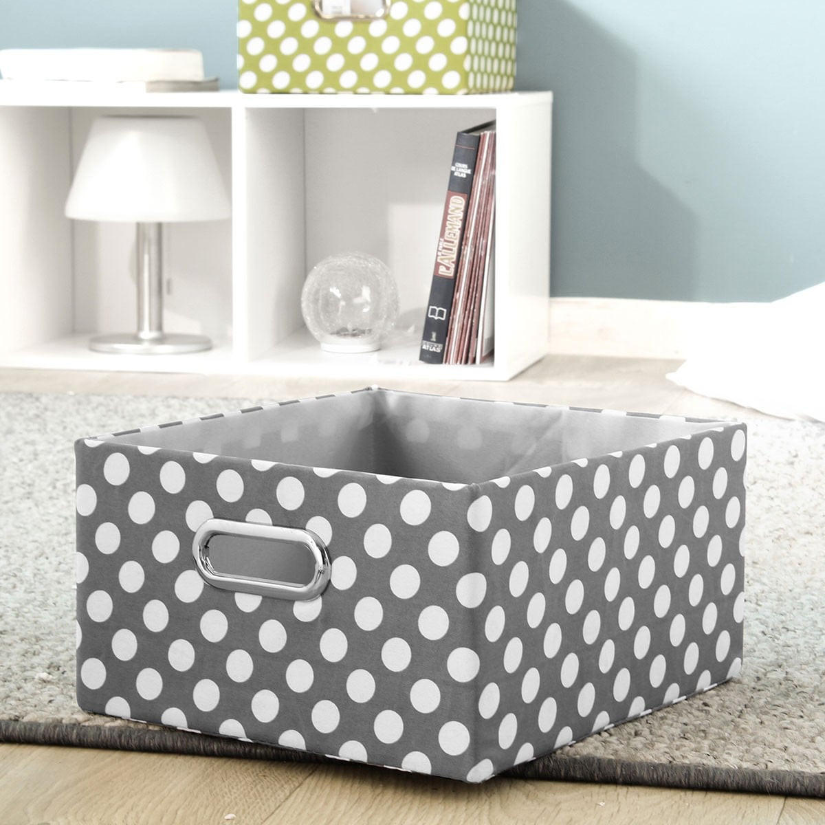 STOFFSCHUBLADE grau mit weißen Punkten - 30/27/15 cm - Grau, Textil (27/15/30cm) - Calicosy