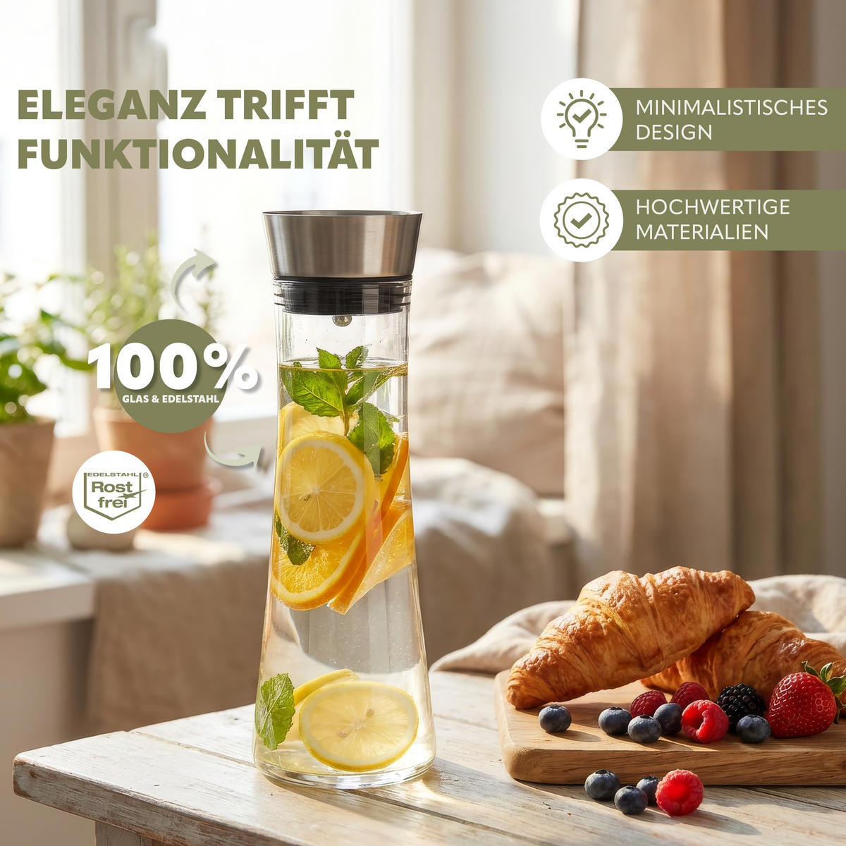 GLASKARAFFE RUNA 1 Liter - Transparent, Glas (1L) - bremermann