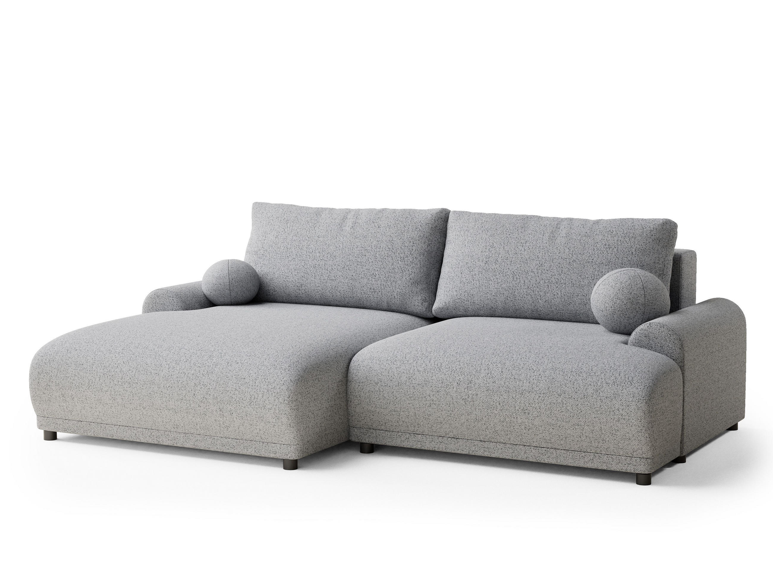 ECKSOFA MIT SCHLAFFUNKTION Tallin Hellgrau Webstoff - Links Seite - Hellgrau/Schwarz, Holz/Holzwerkstoff (145/240cm) - Maison de Reve