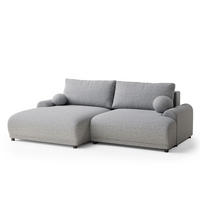 ECKSOFA MIT SCHLAFFUNKTION Tallin Hellgrau Webstoff - Links Seite - Hellgrau/Schwarz, Holz/Holzwerkstoff (145/240cm) - Maison de Reve