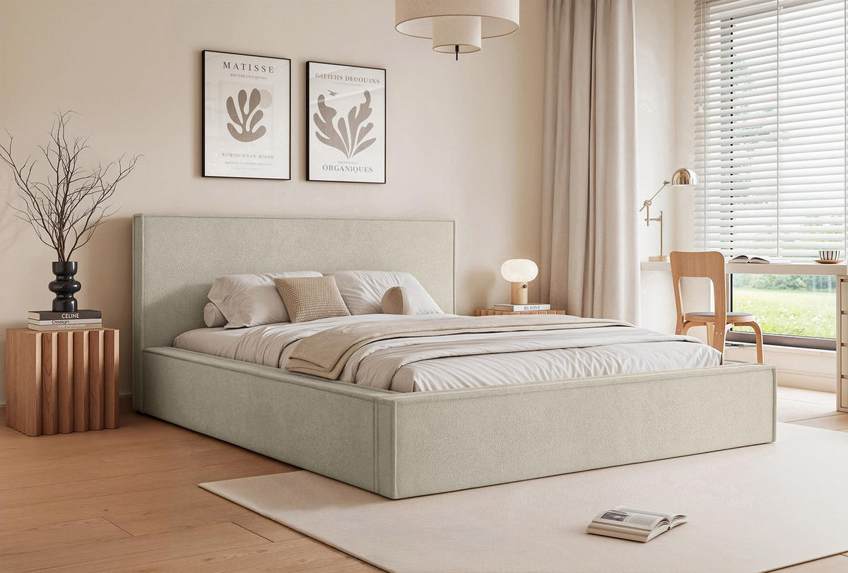 POLSTERBETT MENDOCINO LIGHT 120x200 cm, Beige - Beige, Textil - Fedve