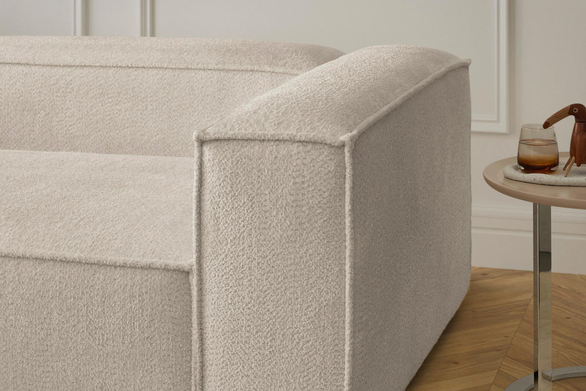 ECKSOFA CARMO Weiß Flachgewebe - Schwarz/Weiß, Kunststoff/Textil (306/191cm) - KAWOLA