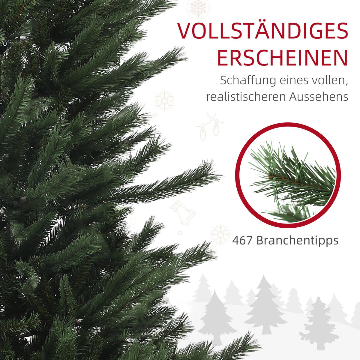 WEIHNACHTSBAUM, 180 cm - Grün, Kunststoff/Metall (180cm) - HOMCOM