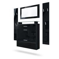 GARDEROBE Malea Front in Schwarz Hochglanz - Schwarz Hochglanz, Holzwerkstoff (180/180/23cm) - Vladon