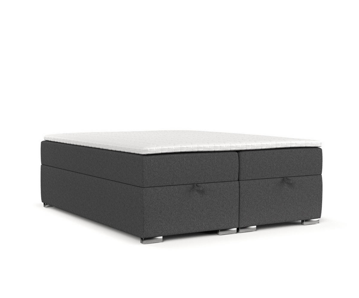 BOXBETT Reto 140/200 cm Anthrazit im Megan Stoff - Chromfarben/Anthrazit, Holz/Holzwerkstoff (140/200cm) - AltaBeds