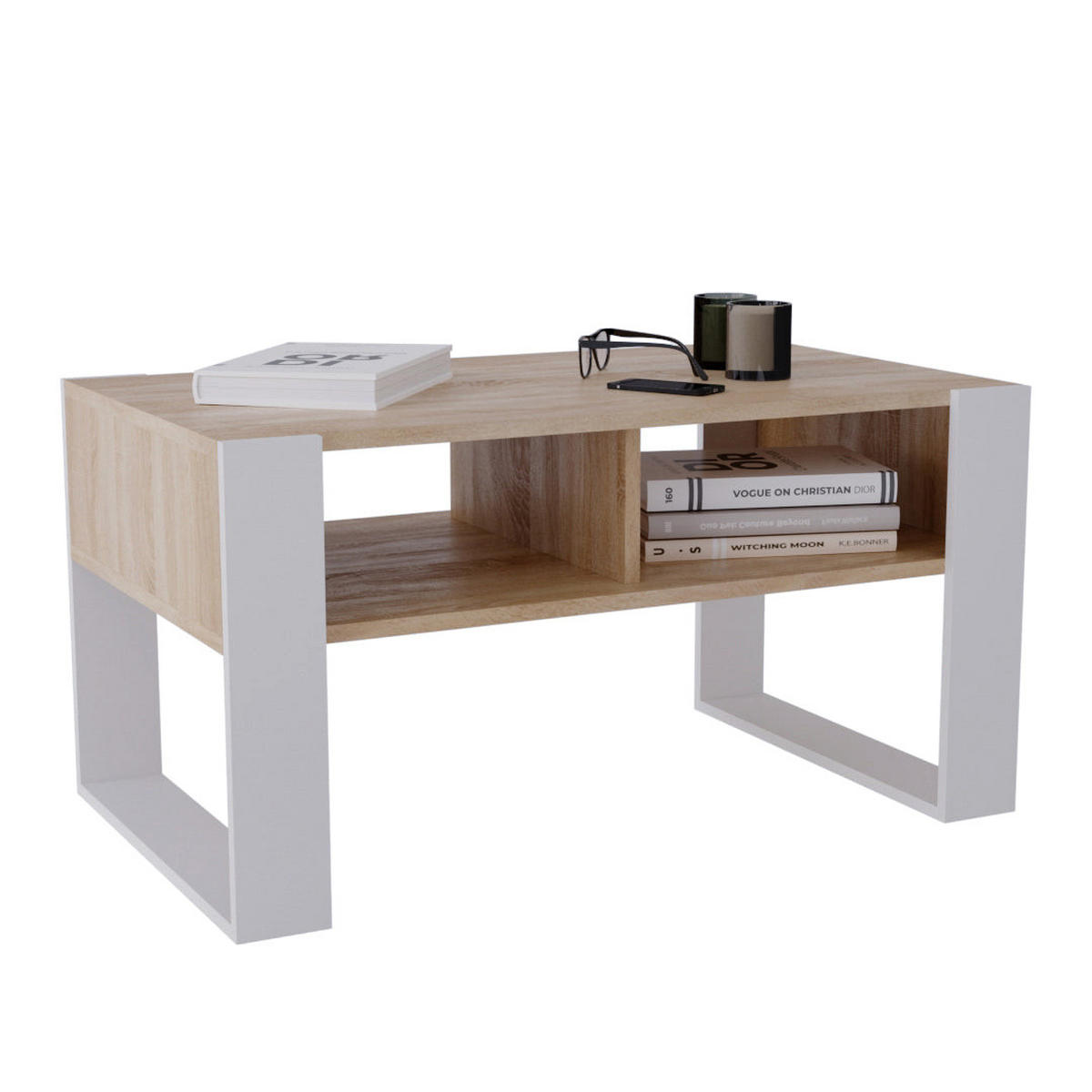 COUCHTISCH KORA 92 - Eichefarben/Weiß, Holz (53.6/92/45cm) - Mat-Haus