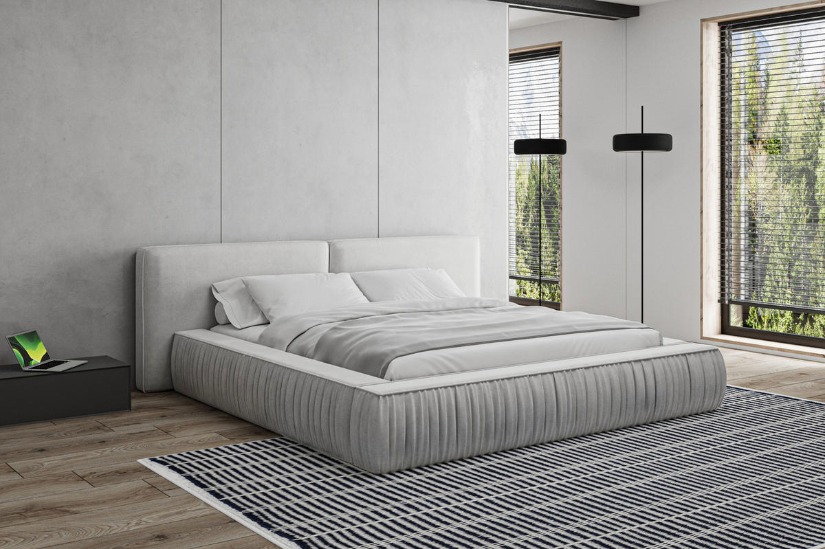 POLSTERBETT - Bett 08 - 160x200 - Silber (Riviera 82) - Silberfarben, Holzwerkstoff (160/200cm) - Möblo