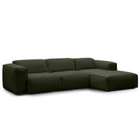 3-SITZER ECKSOFA mit Longchair - Schwarz/Grau, Kunststoff/Textil (284/173cm) - home24