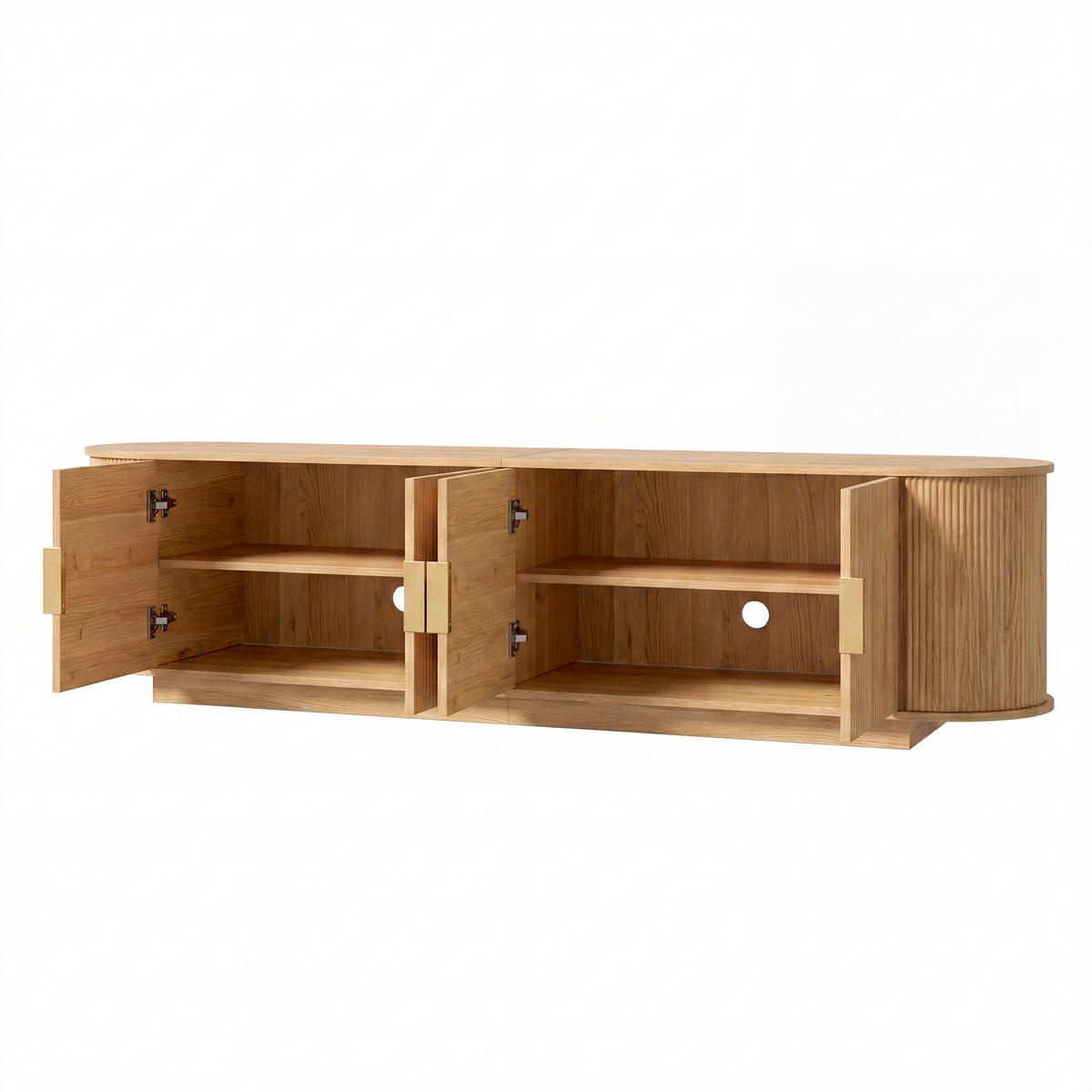 NÍZKÁ KOMODA Vlnitý Vzor MDF 4 Dveře Úložný prostor - přírodní, kompozitní dřevo (180/50/35cm) - FLIEKS