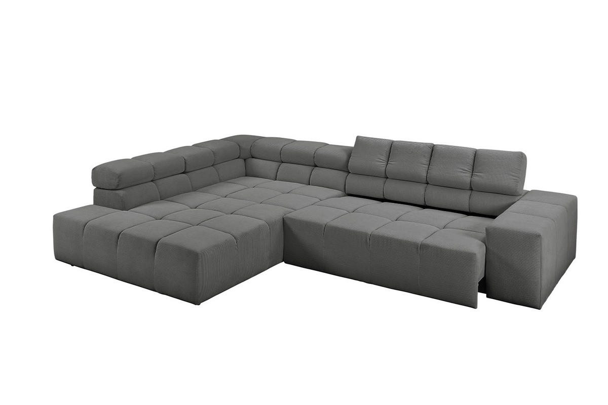 ECKSOFA MIT MOTORISCHEM SITZVORZUG NEVADA Anthrazit Cord - Anthrazit/Schwarz, Kunststoff/Textil (319/215cm) - KAWOLA