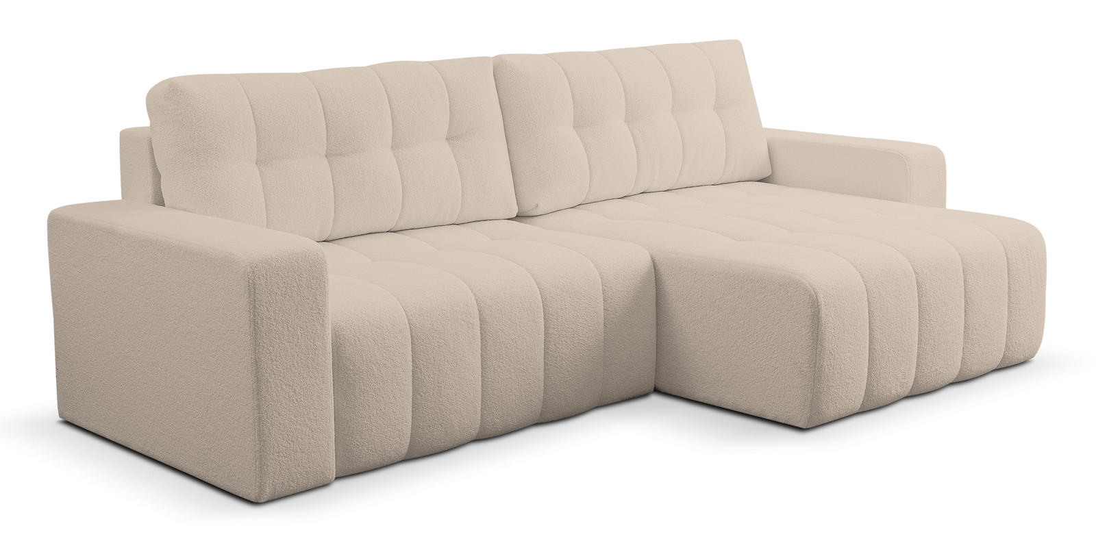 ECKSOFA Palermo mit Schlaffunktion und Bettkasten - Creme, Holz/Holzwerkstoff (245/143cm) - Ravio