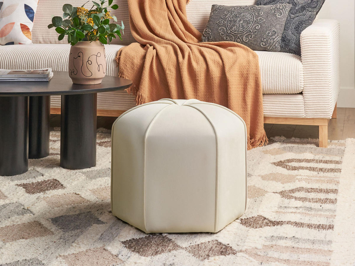 POUF Hellbeige Wishek - Beige, Textil (45/42/45cm) - Beliani