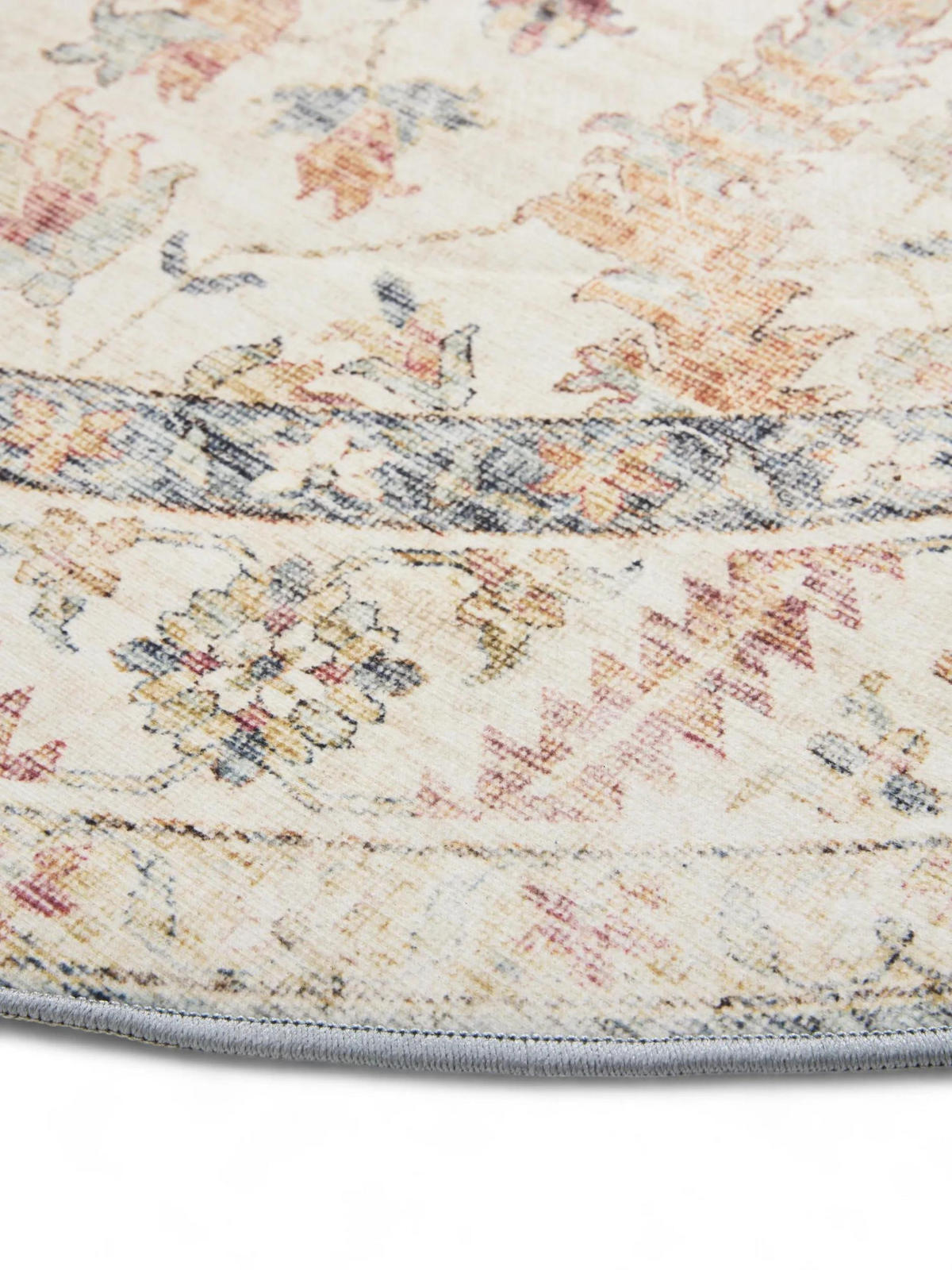 VINTAGE-TEPPICH George waschbar ø 160 cm rund - Beige/Multicolor, Kunststoff (160/160cm) - benuta