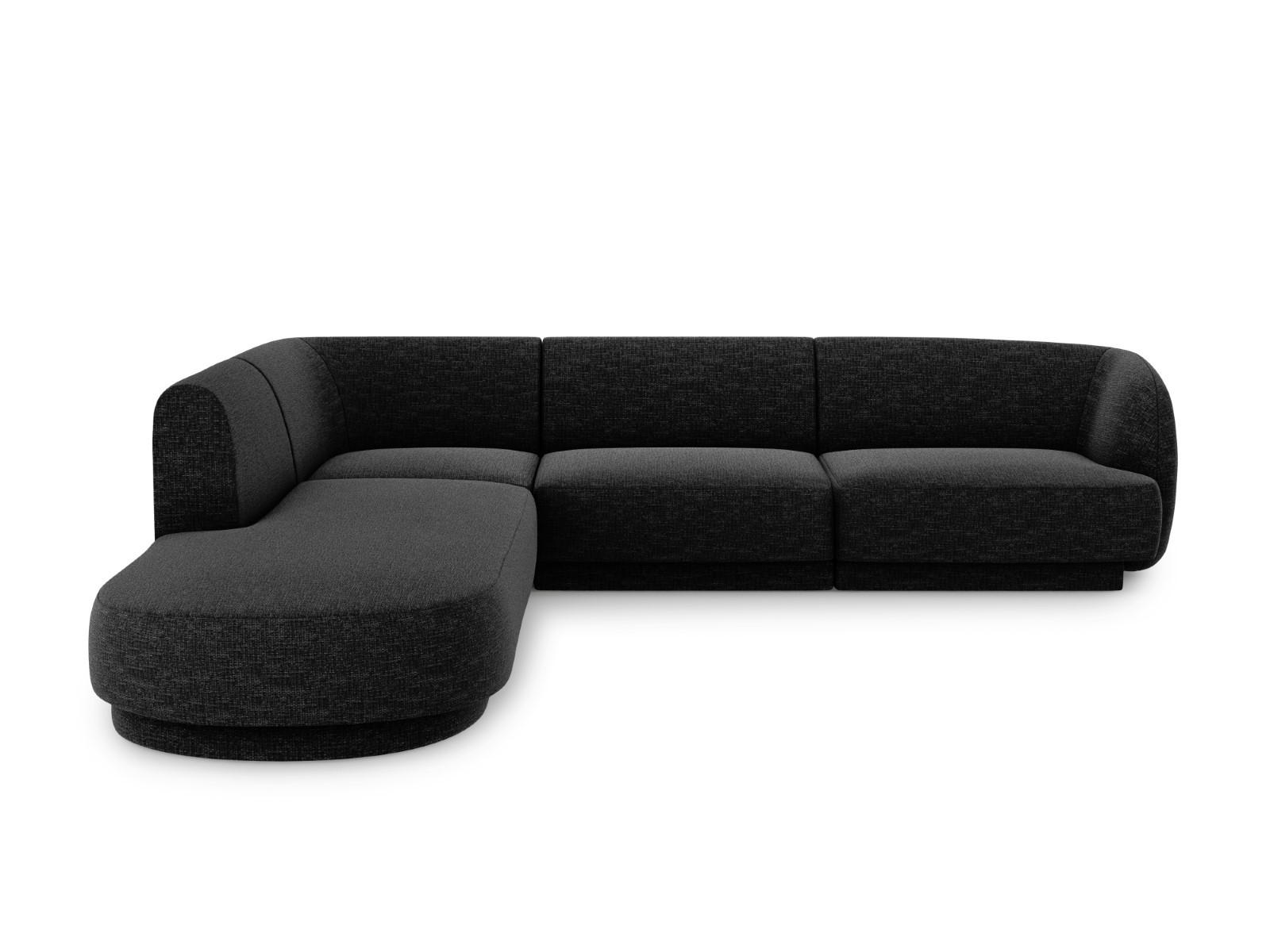 ECKSOFA links Miley aus Chenille-Stoff schwarz 6 Sitzplätze - Schwarz, Textil (248/255cm) - Micadoni