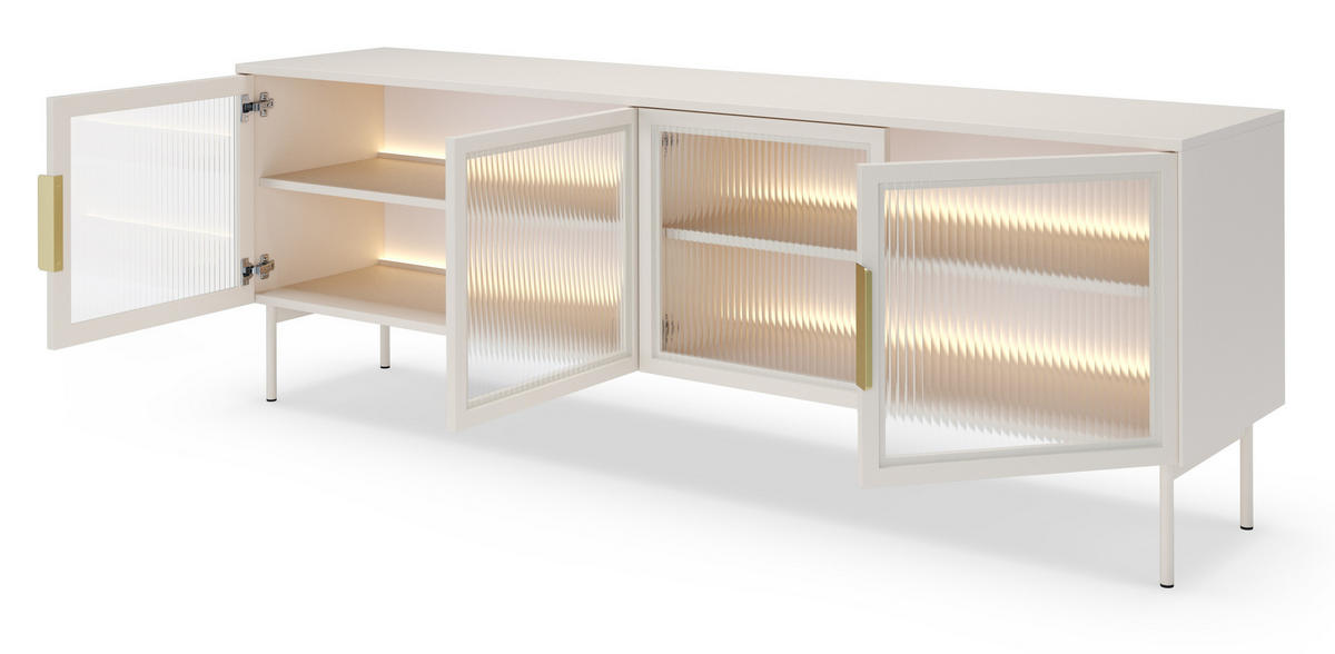 TV-SCHRANK mit LED 180 cm Senzia, 4 Türen, Kaschmir - Kaschmir, Holz (182/62/39cm) - Emporius