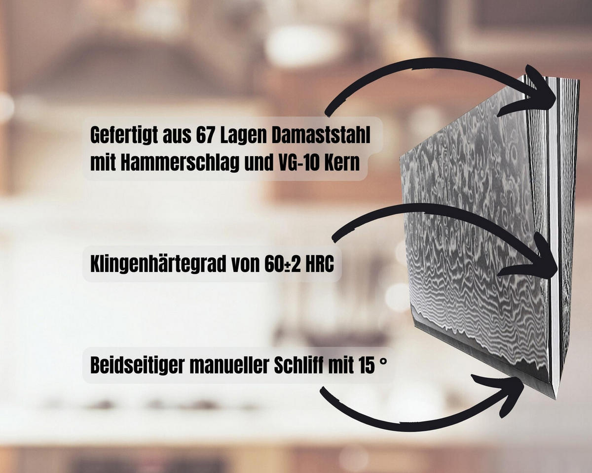 MESSER-SET 5-TEILIG 15–20 cm - Braun, Holz/Metall (1/1/1cm) - Wakoli