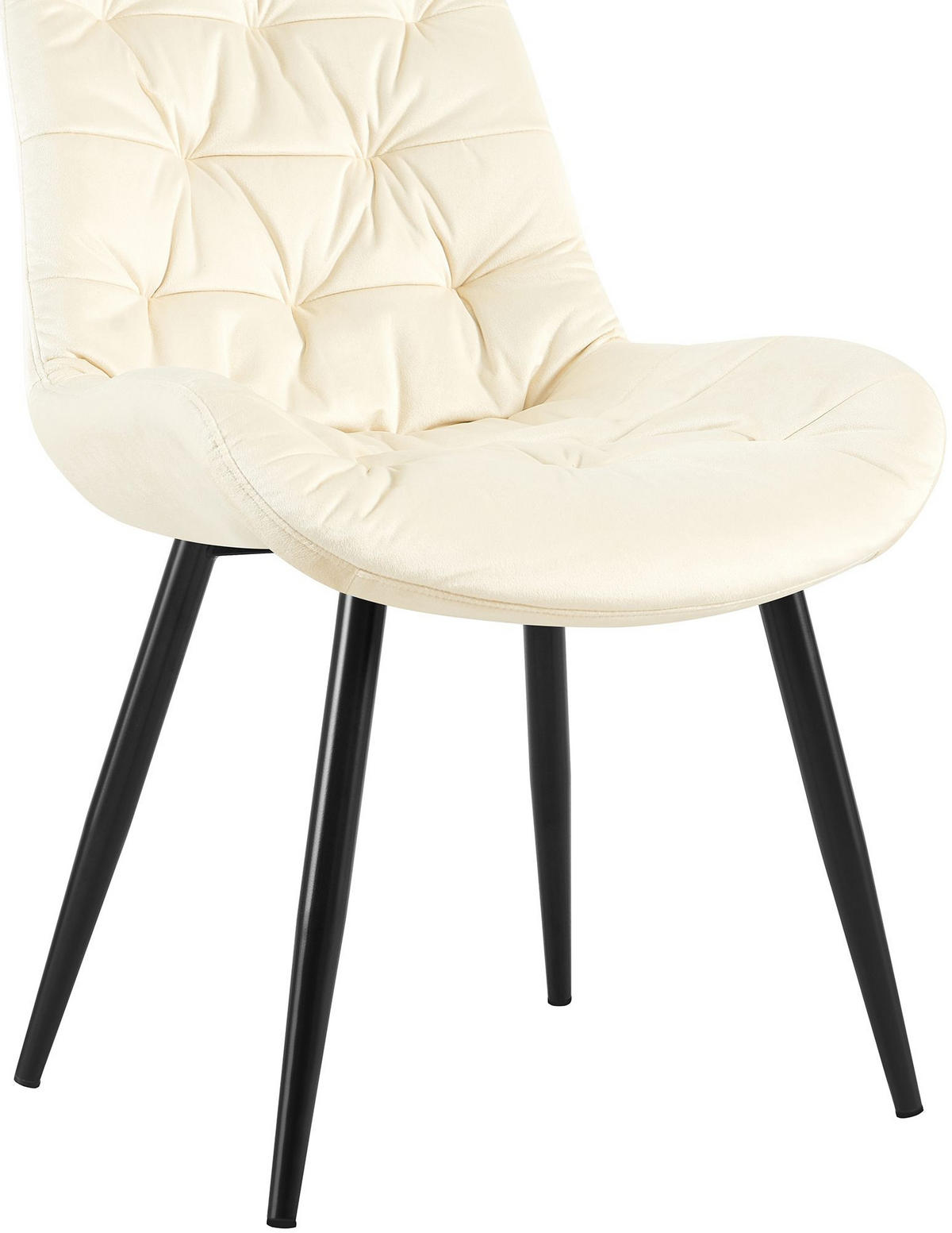 ESSZIMMERSTUHL Samt creme - Creme/Schwarz, Textil/Metall (56/85/63cm) - CLP