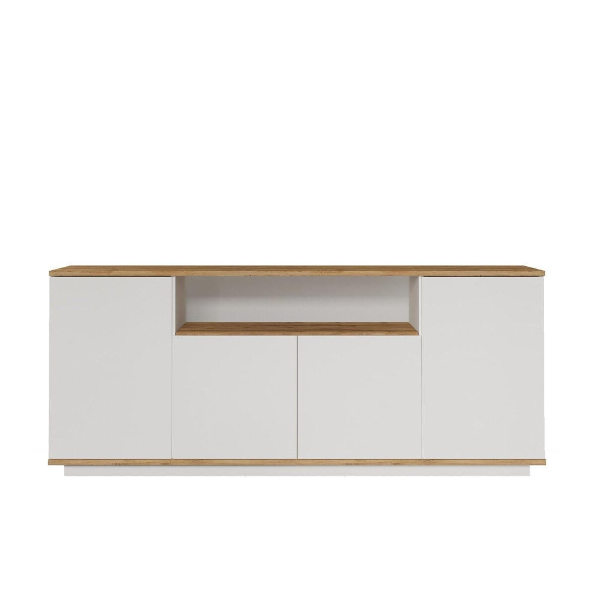 SIDEBOARD - 180 cmcm x 44.5 cmcm - Holz, Platte - Naturfarben Hell, Weiß - LOTULA - Naturfarben, Holz (44.5/75/180cm) - Vente-Unique