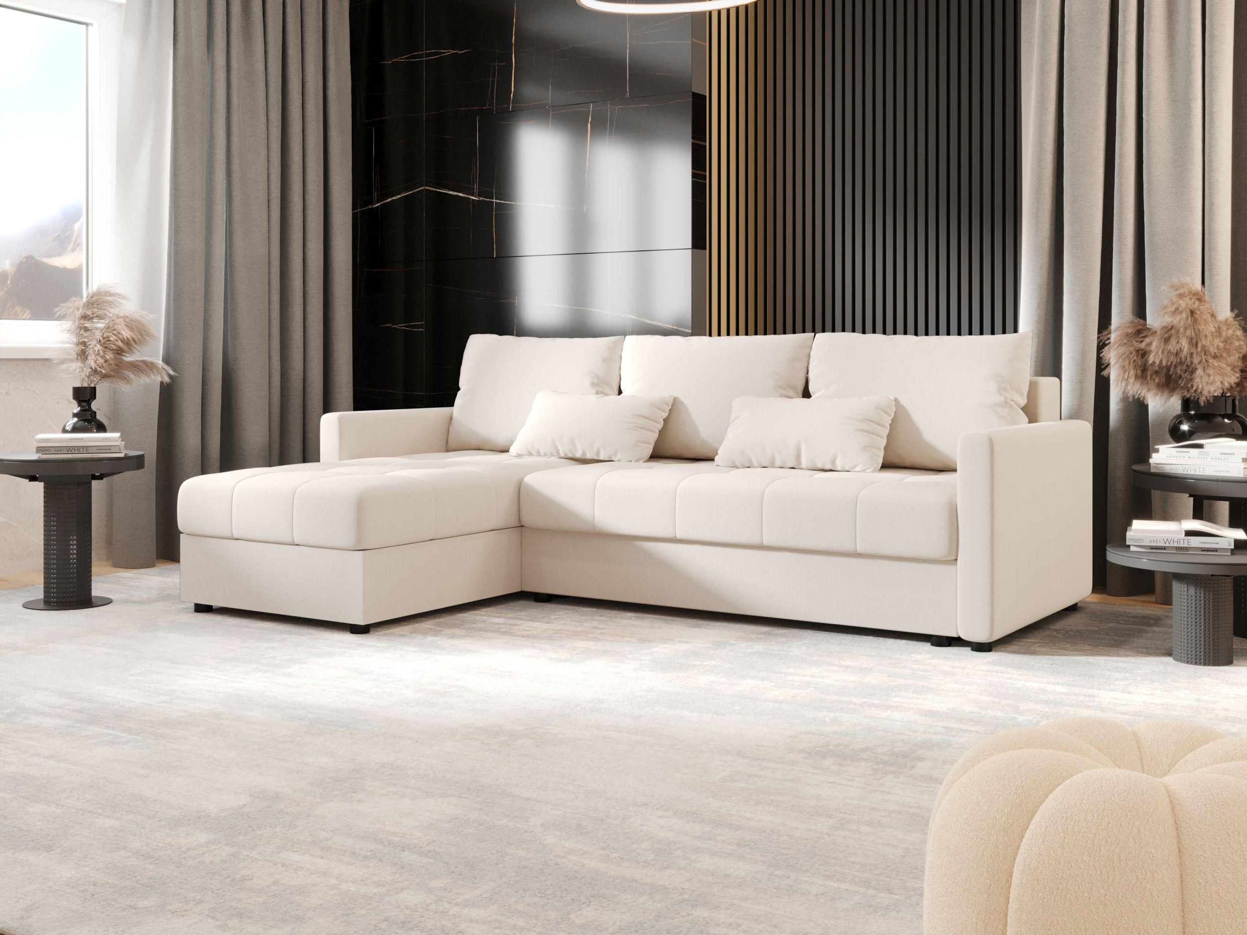 ECKSOFA MOS L BIS Cosmic 10 Links mit Schlaffunktion - Beige, Textil (220/143cm) - Bedante