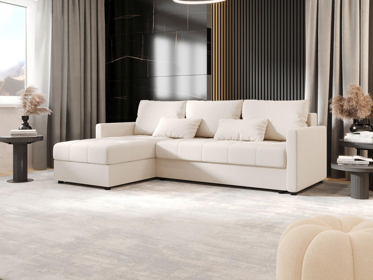ECKSOFA MOS L BIS Cosmic 10 Links mit Schlaffunktion - Beige, Textil (220/143cm) - Bedante