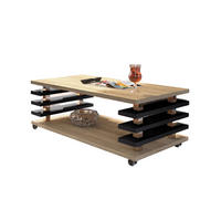 COUCHTISCH rechteckig Sonoma Eiche - Schwarz Hochglanz Ablage Rollen - Schwarz Hochglanz/Sonoma Eiche, Holzwerkstoff (60/120/45cm) - designimpex