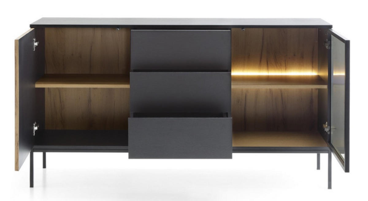 SIDEBOARD Weiß KSZ154 Mit LED-Beleuchtung - Multicolor, Holzwerkstoff (154/83/39cm) - Sepro Meble