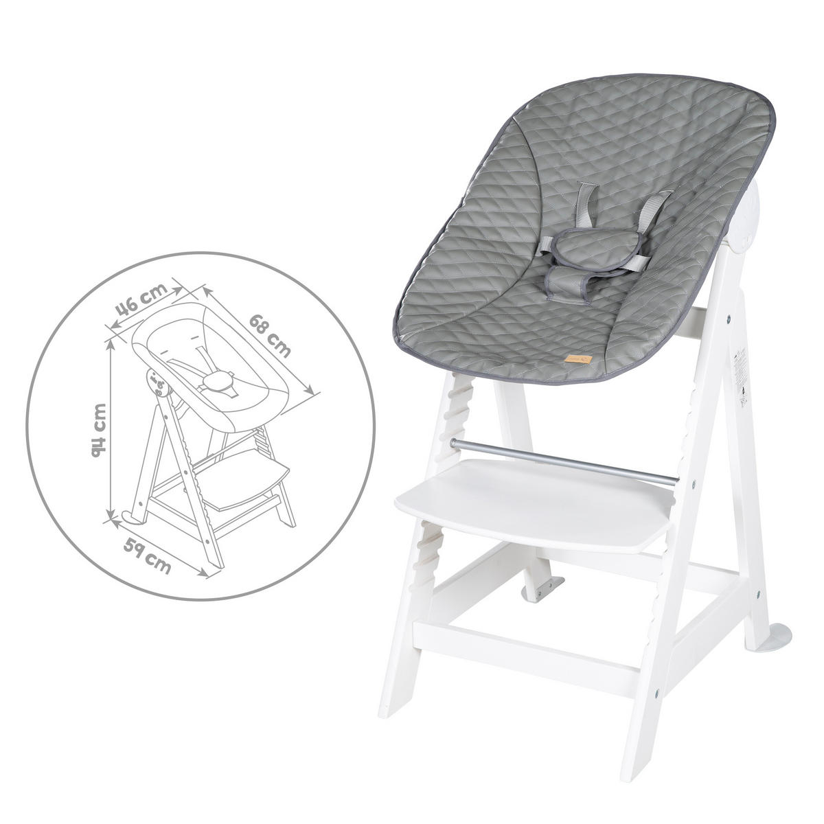BABYHOCHSTUHL Born Up Luxe mit Neugeborenenaufsatz Weiß - Weiß, Holzwerkstoff/Textil (46/94/66.5cm) - Roba