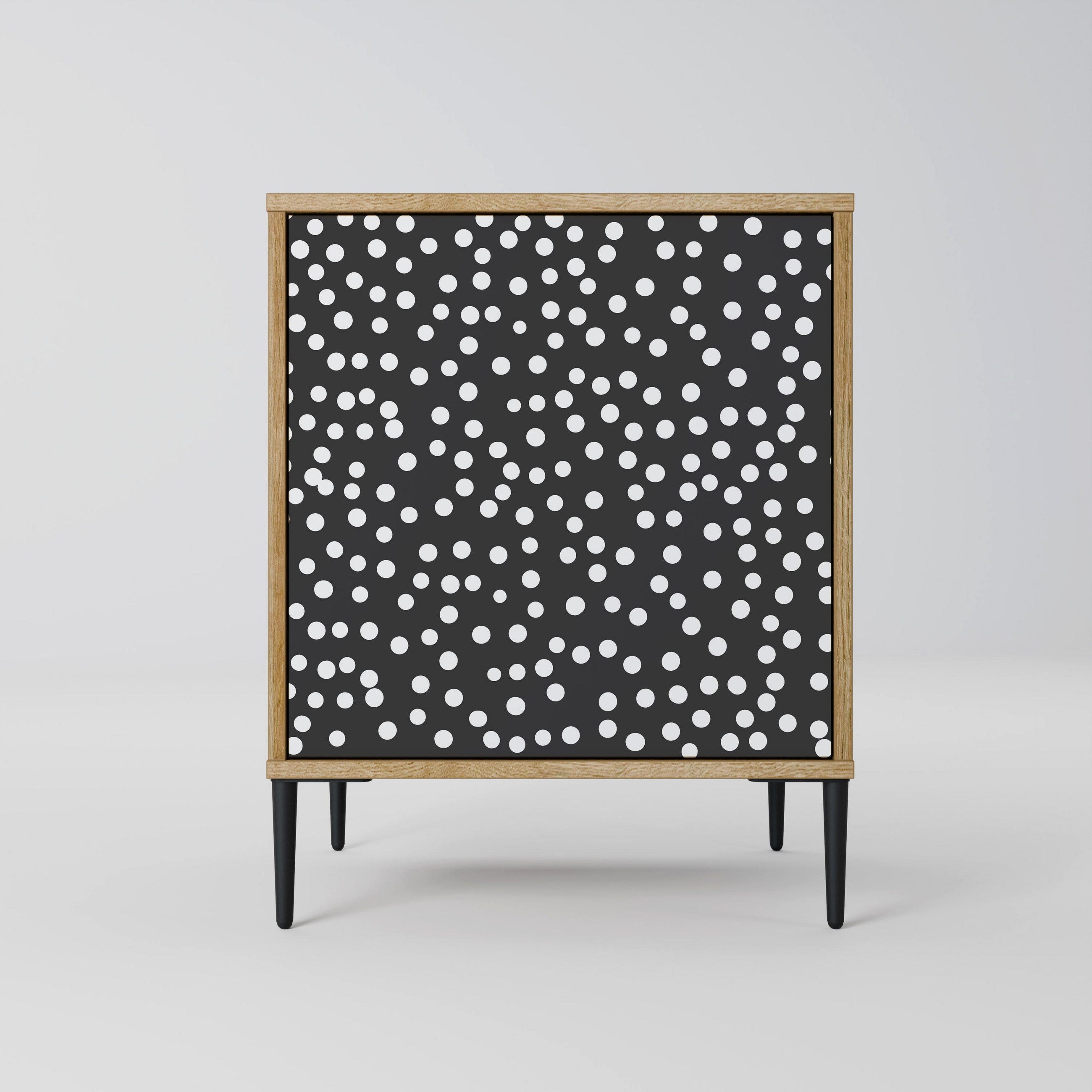 SIDEBOARD BLINDING LIGHTS, Eichefarben, 57,5x42x72,5 cm, Schwarze Metallfüße - Eichefarben/Multicolor, Holzwerkstoff/Metall (57.5/72.5/42cm) - SpaceRebels