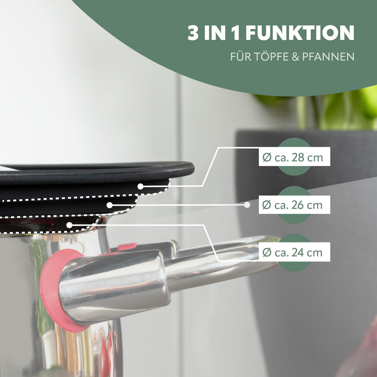 UNIVERSAL-GLASDECKEL, schwarz - Schwarz, Glas (28/28/5.5cm) - bremermann