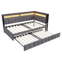 AUSZIEHBETT 90/200 cm ausziehbar mit LED und USB, DE-41717, in Dunkelgrau - Grau, Metall (90/200cm) - ComfortXL