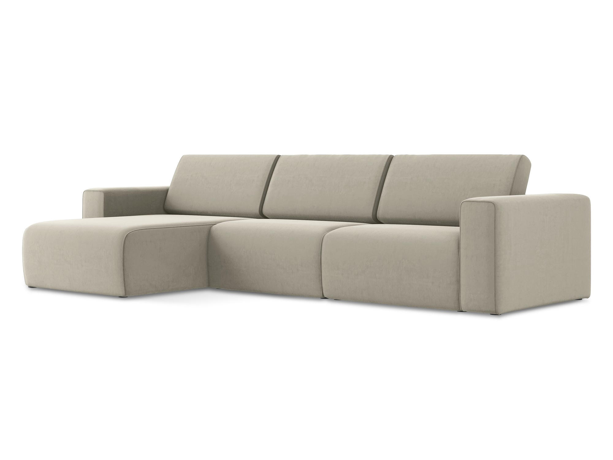 ECKSOFA Links Samt Stoff Creme - Perlmutt/Lila, Kunststoff/Textil (167/314cm) - Makamii