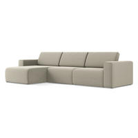 ECKSOFA Links Samt Stoff Creme - Perlmutt/Lila, Kunststoff/Textil (167/314cm) - Makamii