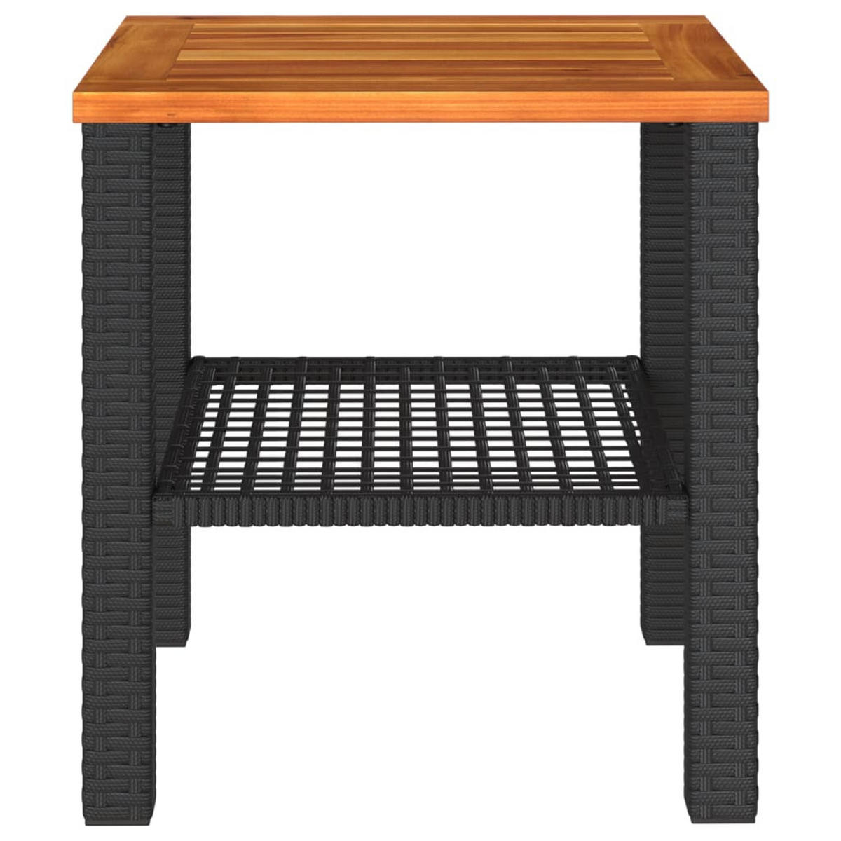 GARTENTISCH Schwarz 40/40/42 Cm Poly Rattan Akazienholz - Schwarz, Kunststoff (40/40/42cm) - vidaXL